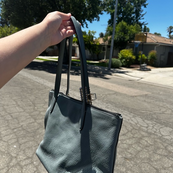 Coach Gray Blue Leather Tote Bag - Picture 2 of 6